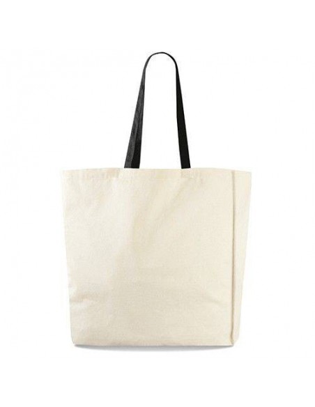 SHOPPER IN COTONE PESANTE CON MANICI COLORATI