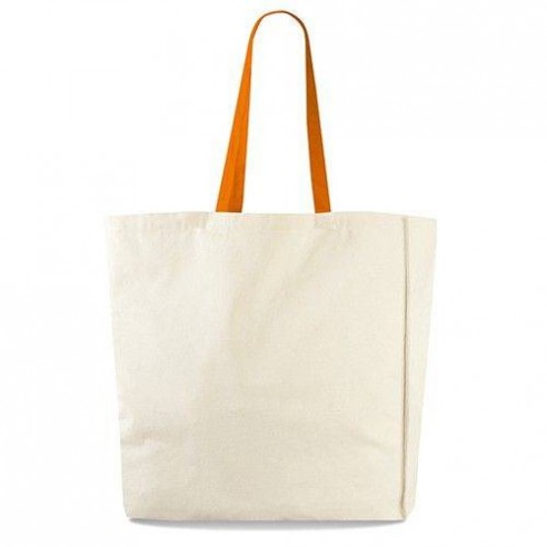 SHOPPER IN COTONE PESANTE CON MANICI COLORATI