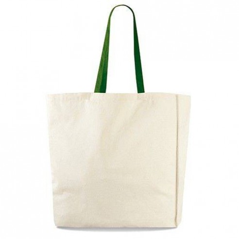 SHOPPER IN COTONE PESANTE CON MANICI COLORATI