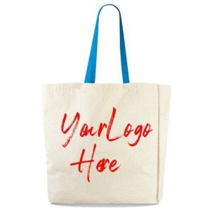 SHOPPER IN COTONE PESANTE CON MANICI COLORATI